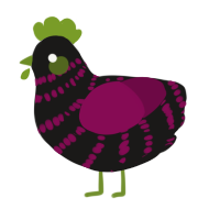 Cauldron, a sable and wine chicken with a bar pattern