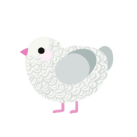 Mono, a white and silver chicken with a double-lace pattern