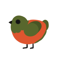 (unnamed), a vermilion and olive chicken with a head pattern