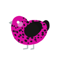 (unnamed), a fuchsia and black chicken with a speckle pattern