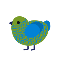 oh, a chartreuse and sapphire chicken with a lace pattern