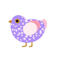 Parfait, a lilac and rose chicken with a speckle pattern