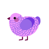 Atelophobia, a lavender and blurple chicken with a lace pattern