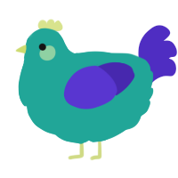 (unnamed), a turquoise and indigo chicken
