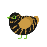 jack o lantern, a sable and gold chicken with a bar pattern