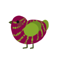 baby, a maroon and chartreuse chicken with a bar pattern