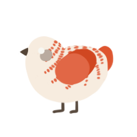 (unnamed), a cream and vermilion chicken with a half-bar pattern