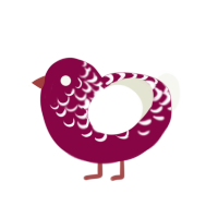 Cranberry, a maroon and white chicken with a half-lace pattern