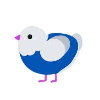 kazoo, a ultramarine and mist chicken with a head pattern