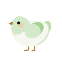 honeydew, a white and gluppy chicken with a head pattern