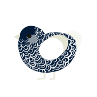 Snowstorm, a tumblr and white chicken with a double-lace pattern