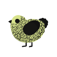 Pale Reflection, a lemon and black chicken with a double-lace pattern
