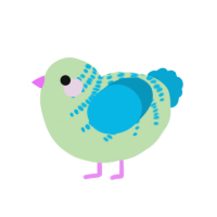 sweet, a gluppy and cerulean chicken with a half-bar pattern