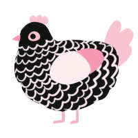 A black and rose chicken with a lace pattern
