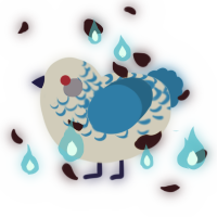 Curse, a silver and sapphire chicken with a half-lace pattern