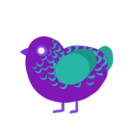 (unnamed), a violet and turquoise chicken with a half-lace pattern
