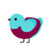 Supernova, a maroon and aqua chicken with a head pattern