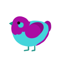 Gatorade Pasta, a aqua and plum chicken with a head pattern