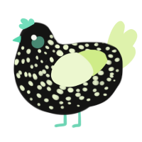 Starry, a black and apple chicken with a speckle pattern