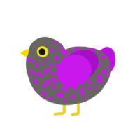 OMG cutie, a grey and amethyst chicken with a speckle pattern