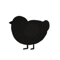Midnight, a black and sable chicken with a lace pattern