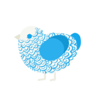 Ice, a white and sky chicken with a double-lace pattern