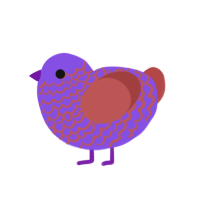 Lizeth, a blurple and red chicken with a lace pattern