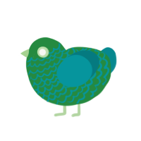 Greeny, a viridian and teal chicken with a lace pattern