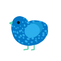 Stream, a sapphire and sky chicken with a speckle pattern
