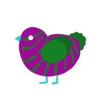 oh the horror, a plum and leaf chicken with a bar pattern