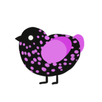 (unnamed), a black and orchid chicken with a speckle pattern