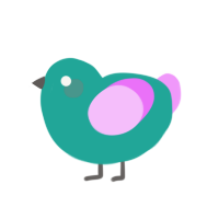 Macaron, a turquoise and lavender chicken