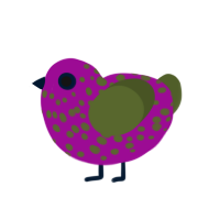 barney, a plum and olive chicken with a speckle pattern