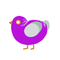 happy, a amethyst and silver chicken with a neck-band pattern
