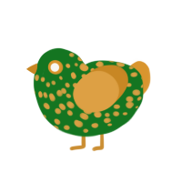 (unnamed), a leaf and orange chicken with a speckle pattern