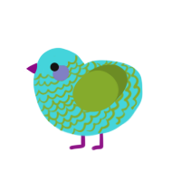 Archie, a aqua and chartreuse chicken with a lace pattern