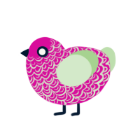 Salamander, a fuchsia and gluppy chicken with a double-lace pattern