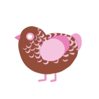 strawberry cream, a russet and pink chicken with a half-lace pattern