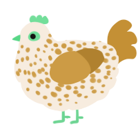 Nugget, a cream and gold chicken with a speckle pattern