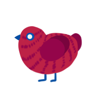 Big Red, a crimson and maroon chicken with a bar pattern