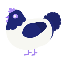 (unnamed), a white and navy chicken with a head pattern