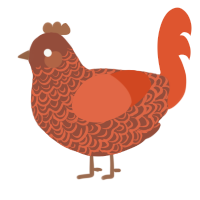 Shrimp Fried Rice, a russet and vermilion chicken with a double-lace pattern