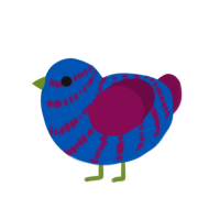 Eaugh, a ultramarine and wine chicken with a bar pattern