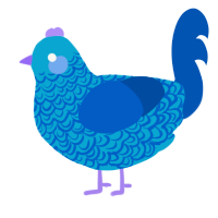 Frostsaur, a cerulean and ultramarine chicken with a double-lace pattern