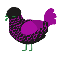 Raven, a sable and plum chicken with a lace pattern