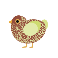 Lucy, a russet and lemon chicken with a double-lace pattern