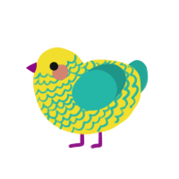 (unnamed), a yellow and turquoise chicken with a lace pattern