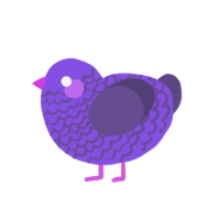 Amy, a blurple and overcast chicken with a lace pattern