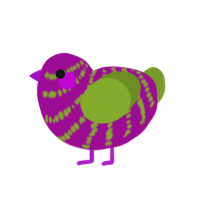 (unnamed), a plum and chartreuse chicken with a bar pattern