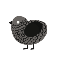 Fallen, a grey and black chicken with a lace pattern